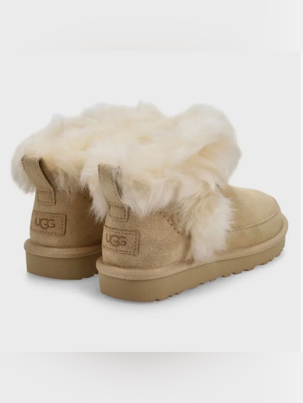 UGG Women's Suede Shearling Cuff Slip-Ons - Beige